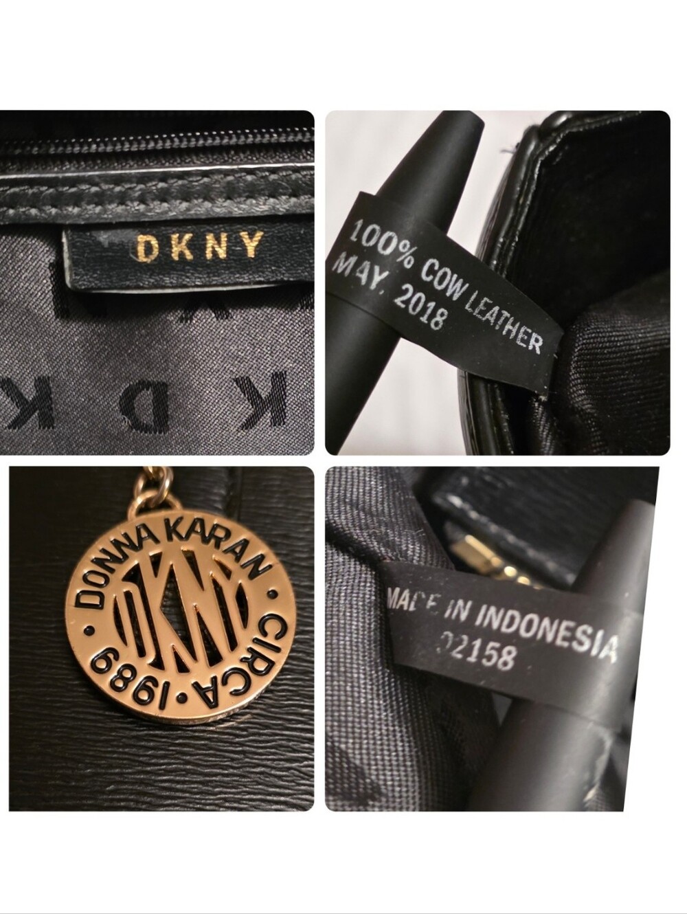 DKNY Bryant Saffiano Cow Leather Medium Tote Bag Black Gold Hardware EUC - Picture 3 of 17